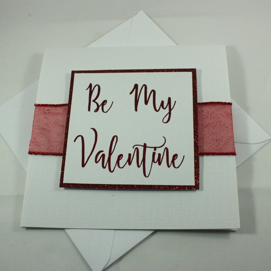 Red glittered Valentine's Day card - Be My Valentine