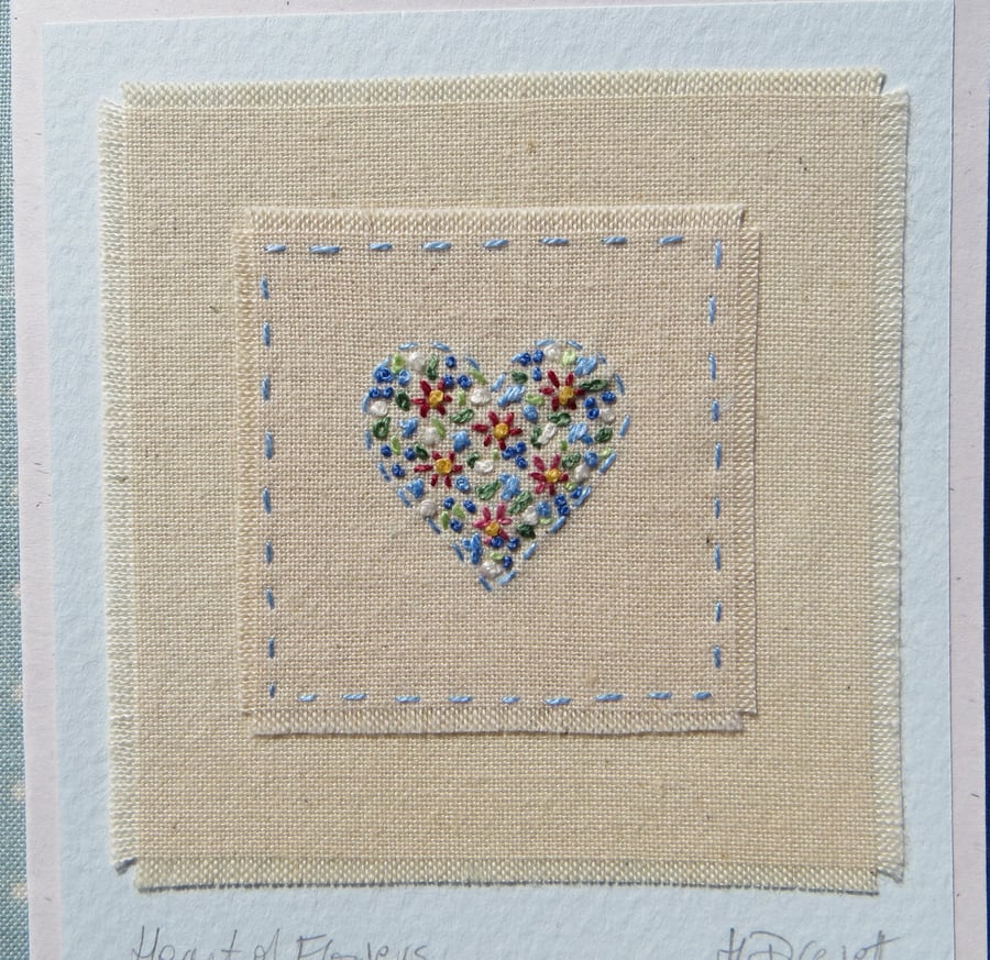 Heart of Flowers hand-stitched card