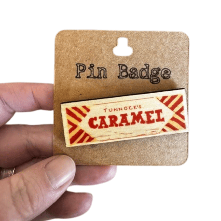 Wooden Pin Badge - Caramel