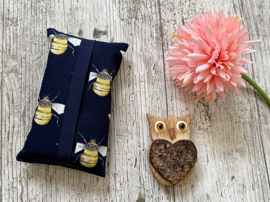 Bee Fabric Pocket Tissue Holder - Travel Tissue Case - Reusable