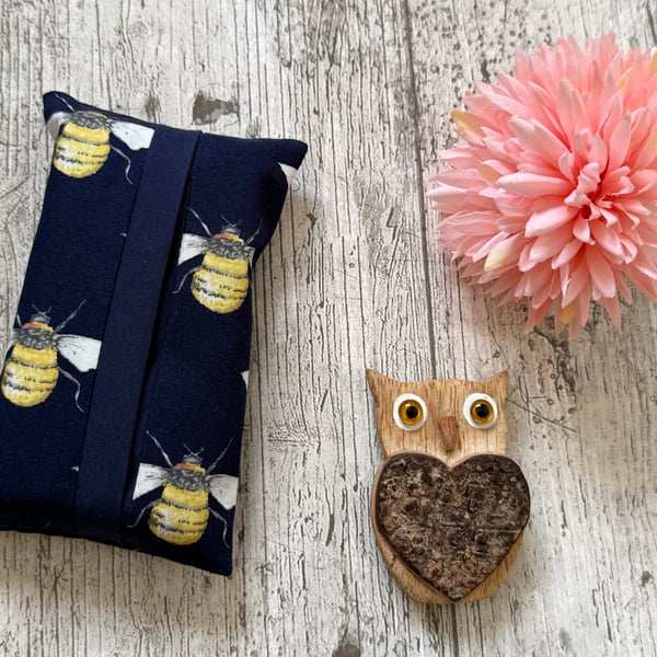Bee Fabric Pocket Tissue Holder - Travel Tissue Case - Reusable