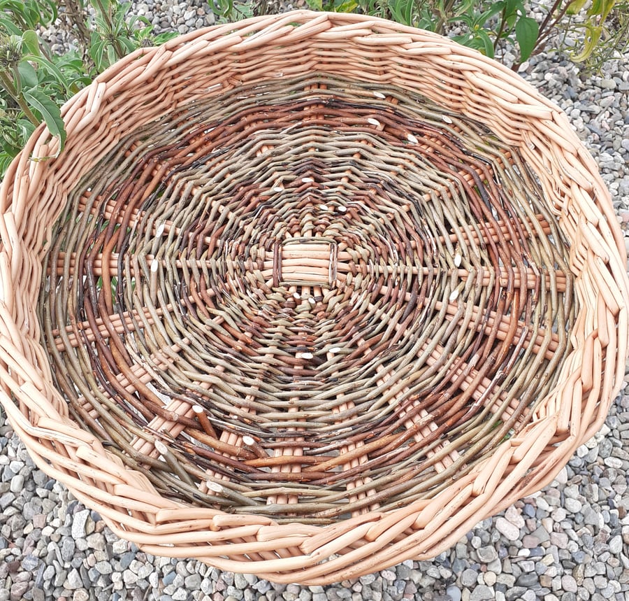 Large round willow platter - handmade - decorative and functional