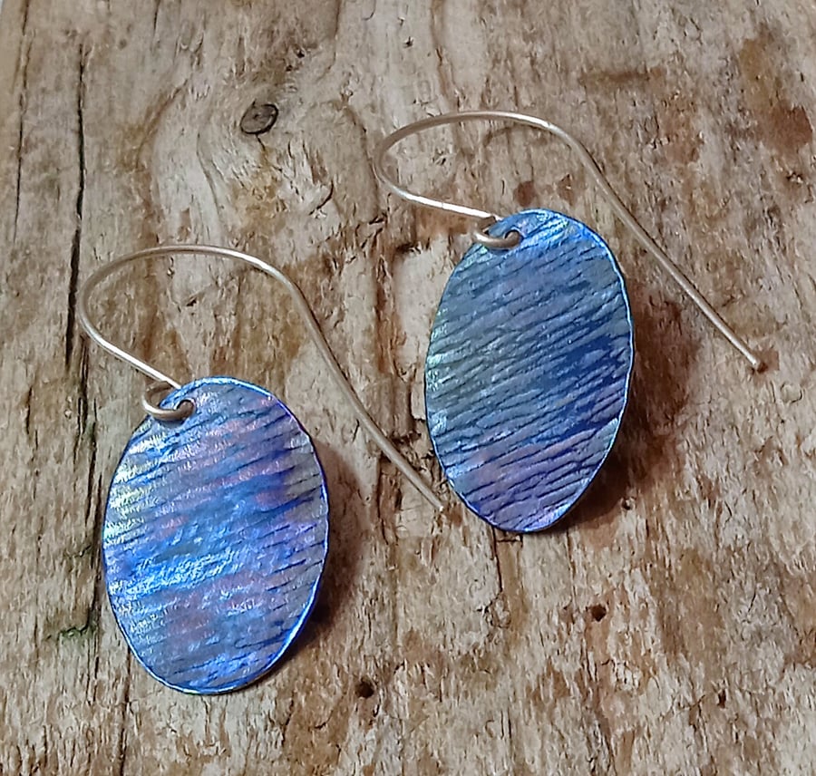  Handmade Coloured and Textured Titanium Earrings - UK Free Post