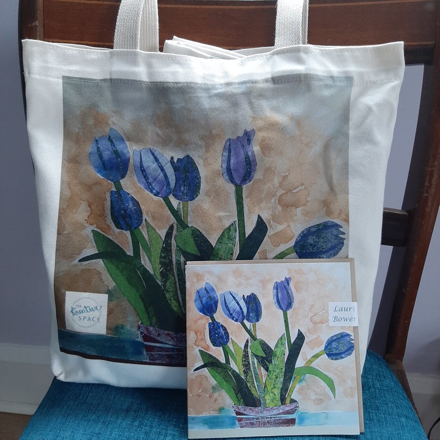 Tote Bags Organic Cotton: Tulips Design