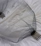 Black Fine Fishnet Veil - Rare Vintage Blusher Birdcage Bandeau Veils with Combs