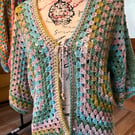 Garden Pond Crochet Half Sleeve Cover Up 10-14