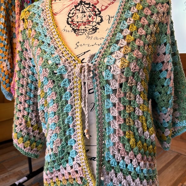 Garden Pond Crochet Half Sleeve Cover Up 10-14