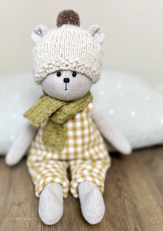 Handmade cloth teddy bear by Clayton Bears