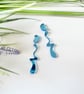 Blue Acrylic Squiggle Anstract Earrings - Image 3
