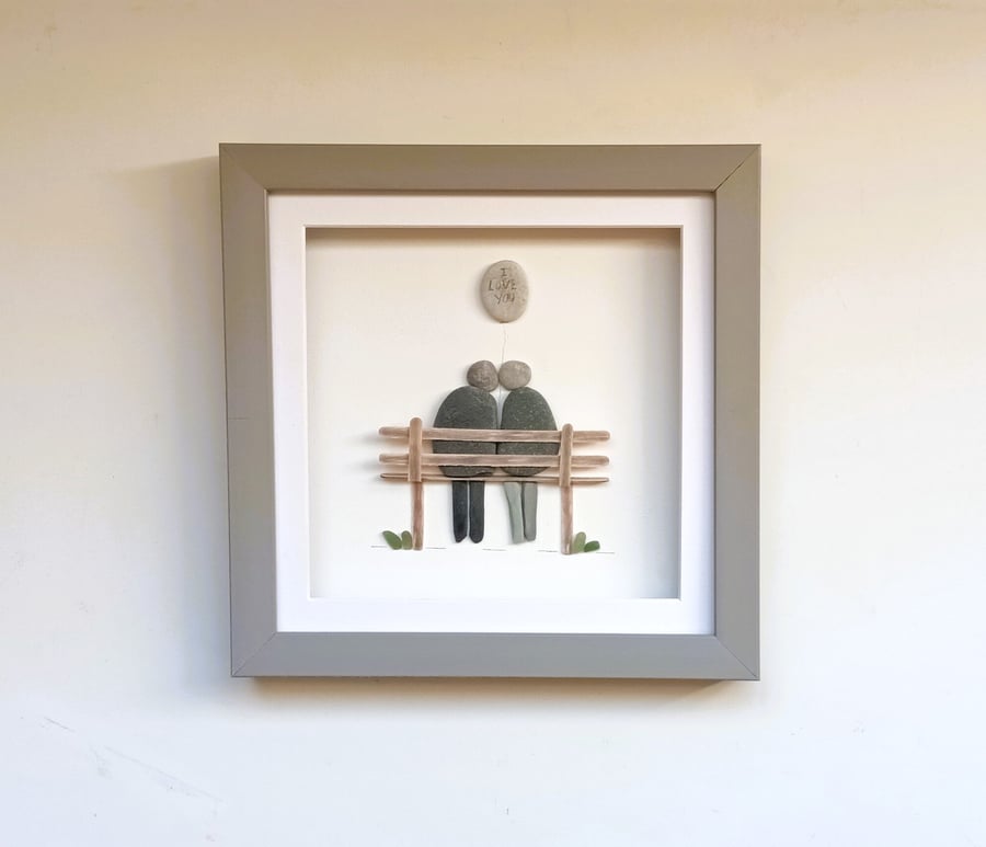 Pebble Couple on a Bench