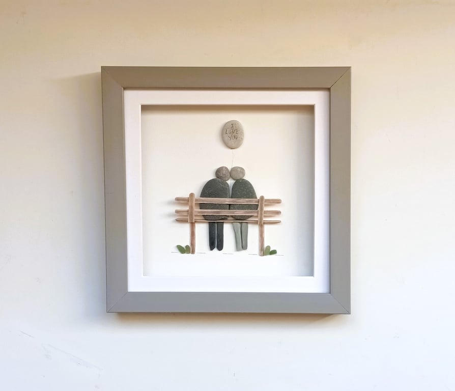 Pebble Couple on a Bench