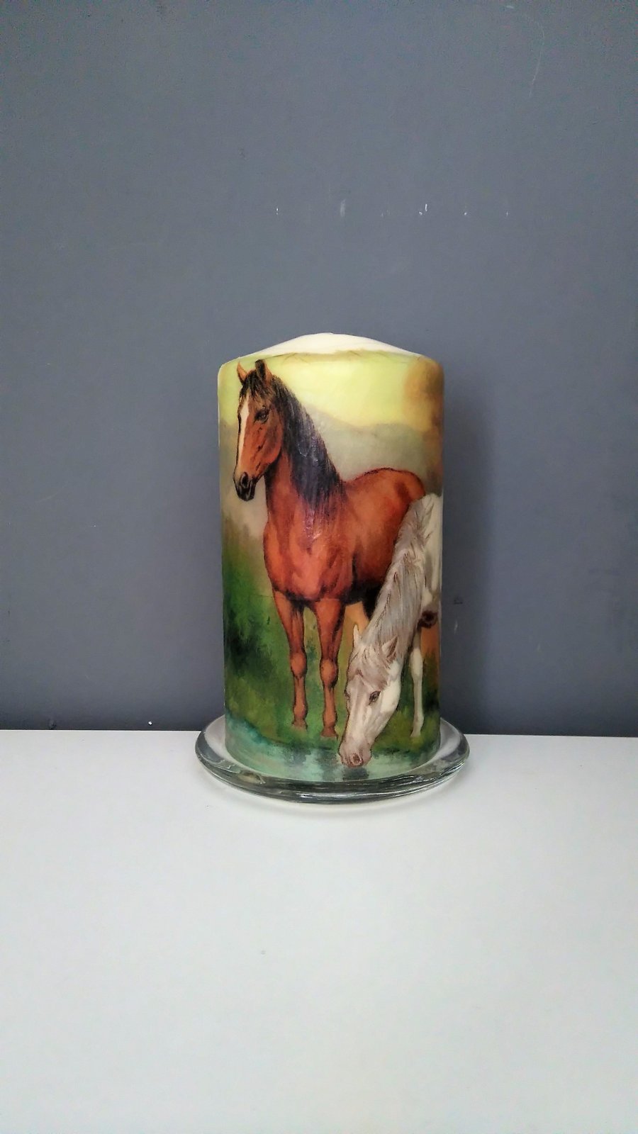 decorated horse pillar candle