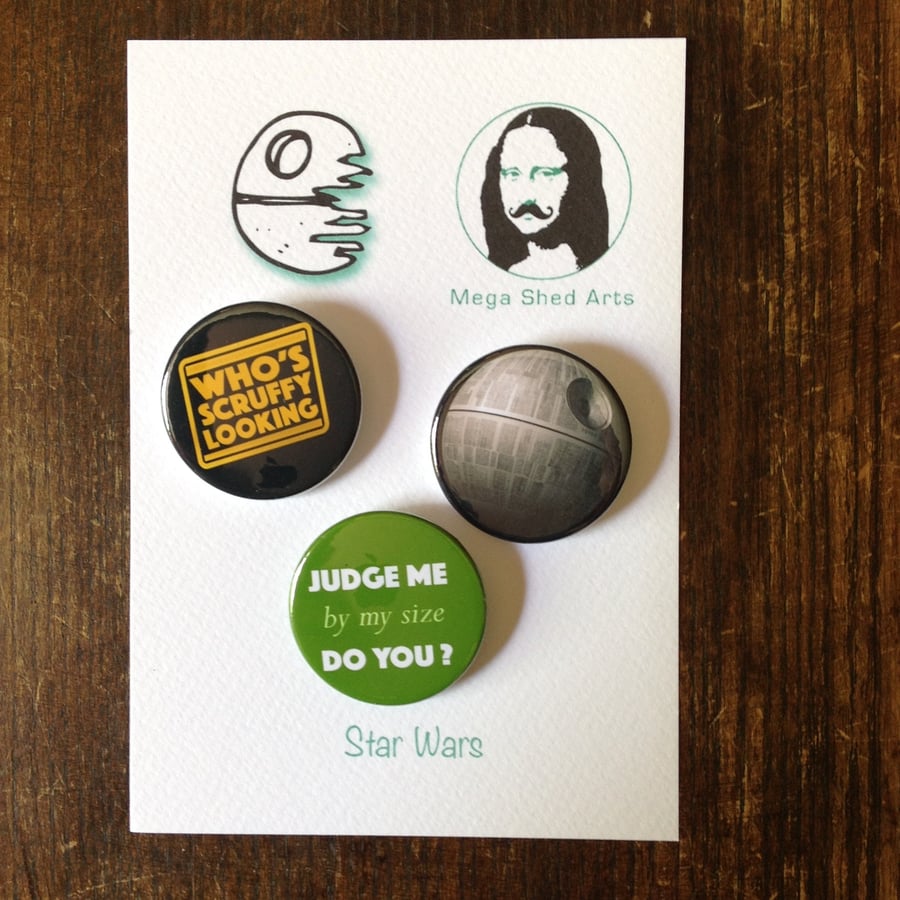 Button Pin Badge, Star Wars Movie inspired, Yoda, Darth Vader, Birthday Gift