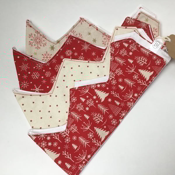 Scandi-style fabric Christmas Party Crowns. Set of 4 with elastic fastening