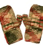 Hand Knitted Fingerless Gloves Greens Orange And Pinks (J90) - Image 4
