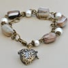 Secret Smile Botswana Agate and Glass Pearl Bracelet with Locket