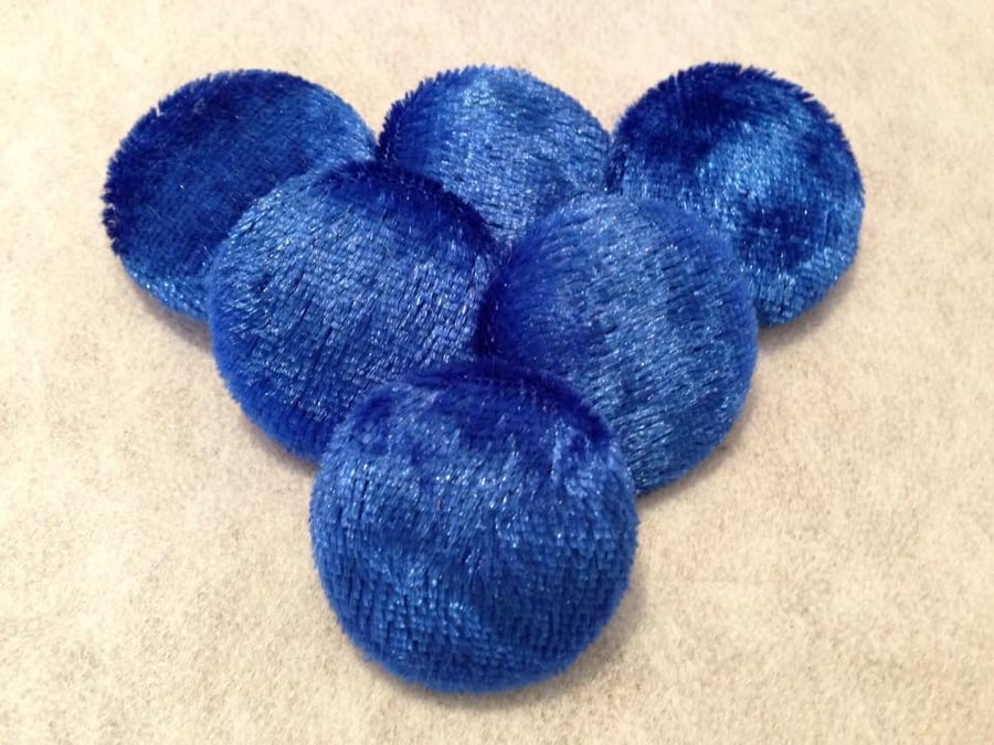 Extra Large, Blue Crushed Velvet, Fabric Covered Buttons - Different Pack Sizes