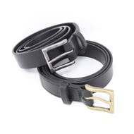 1.25" black leather belt made;Italian leather; choice of buckle