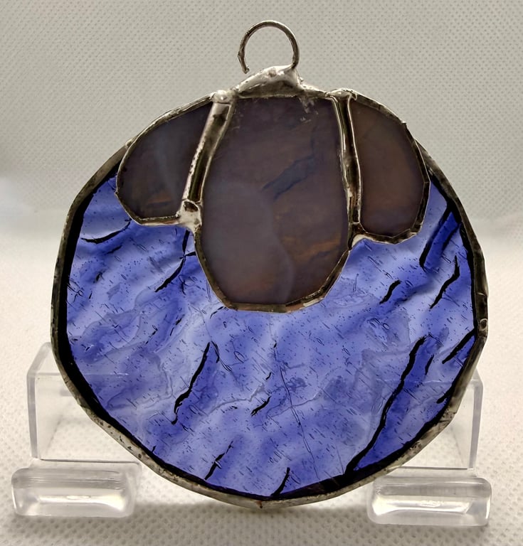 Stained glass small sheep suncatcher - Purple body and mottled purple face!