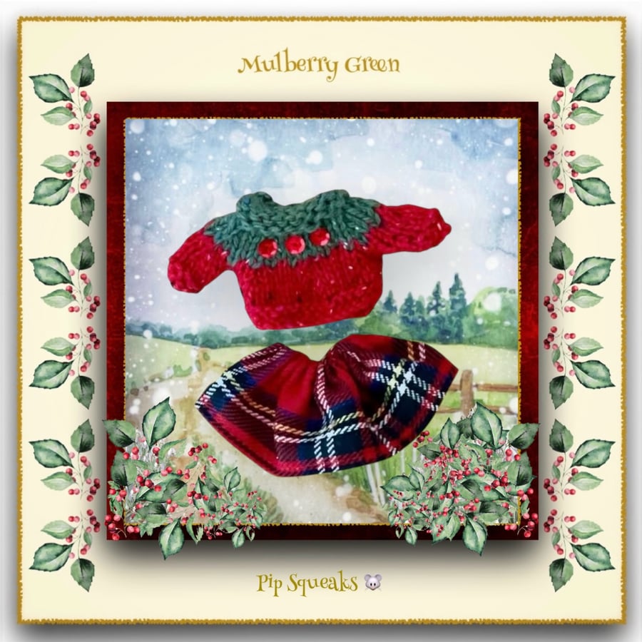 Pip Squeaks Red Tartan Skirt and Matching Jumper