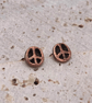 Copper Peace Sign Stud Earrings, 7th Anniversary, Peace & Harmony Lovers Gift. - Image 1