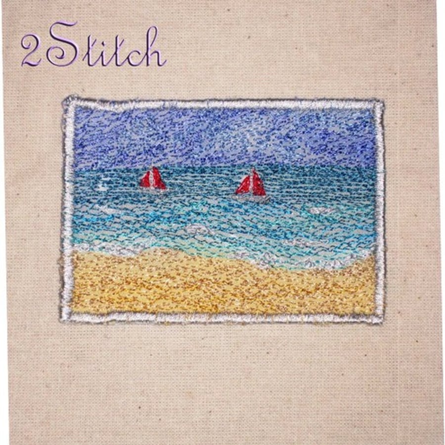 ACEO ‘Red Sails’ textile artwork
