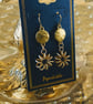 Gold Sparkle Flower Earrings. - Image 4