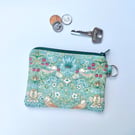Coin purse in William Morris mini strawberry thief aqua
