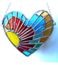 Sun Heart Suncatcher Stained Glass Sunset Sea Handmade  - Image 5