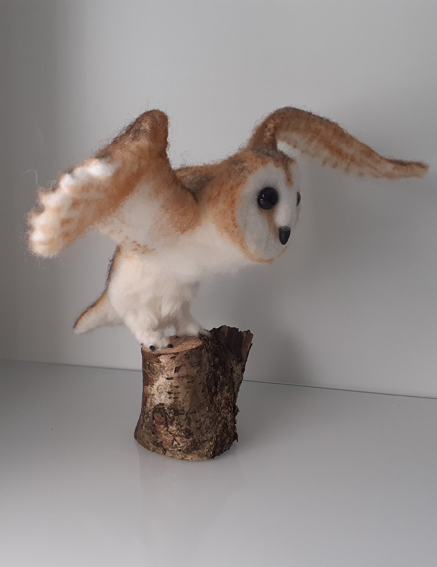 Barn Owl sculpture ooak,collectable needle felted wool characters craft Handmade