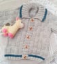 Hand Knitted Basket Weave Patterned Children's Cardigan with Collar - Image 9