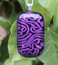 Handmade Purple Dichroic Pendant Necklace Maze pattern Fused Glass  SKU F12 - Image 10