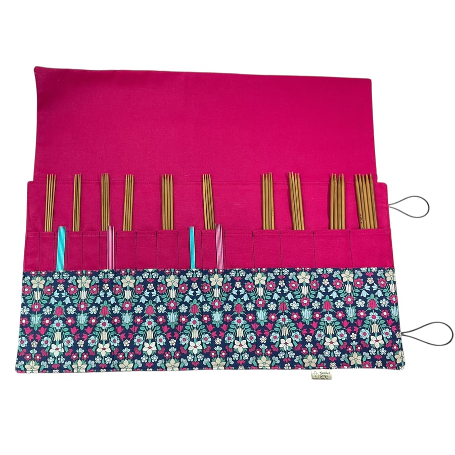 Liberty fabric Floral Double pointed case, DPN knitting needle case, crochet hoo