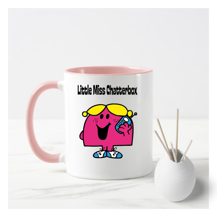 Mr Men Little Miss Chatterbox custom mug funny mum gift, 