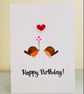 Hand painted robin card with a quilled red heart - Image 2