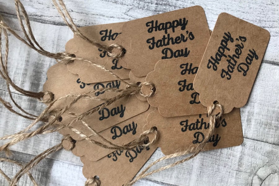 Handmade 'Happy Father's Day' Kraft Gift Tags, Set of 5