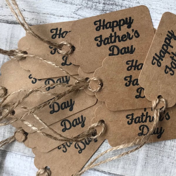 Handmade 'Happy Father's Day' Kraft Gift Tags, Set of 5