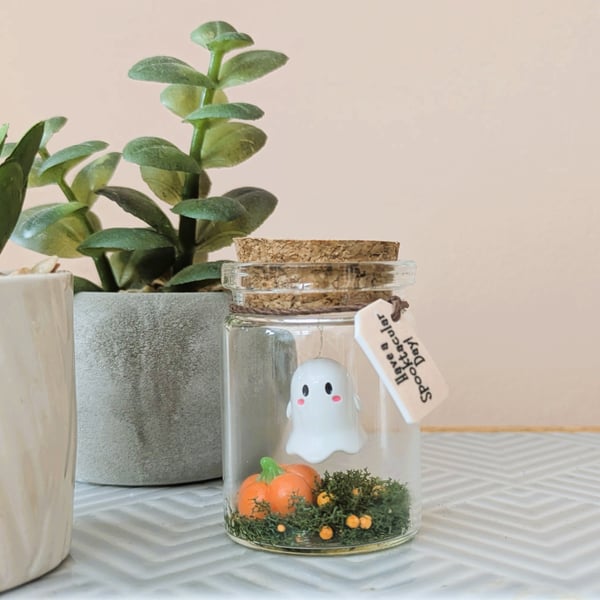 Mini Halloween Ghost in a Jar – Cute Spooky Gift - Have a Spooktacular Day!