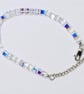 Sparkly Shimmering Crystal Cube Delicate Beaded Bracelet, .925 Silver