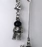 SPACEMAN STAR EARRINGS starfall mismatched cute cool silver plate - Image 6