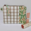 Make up bag in Laura Ashley dark linen check and William Morris print makeup