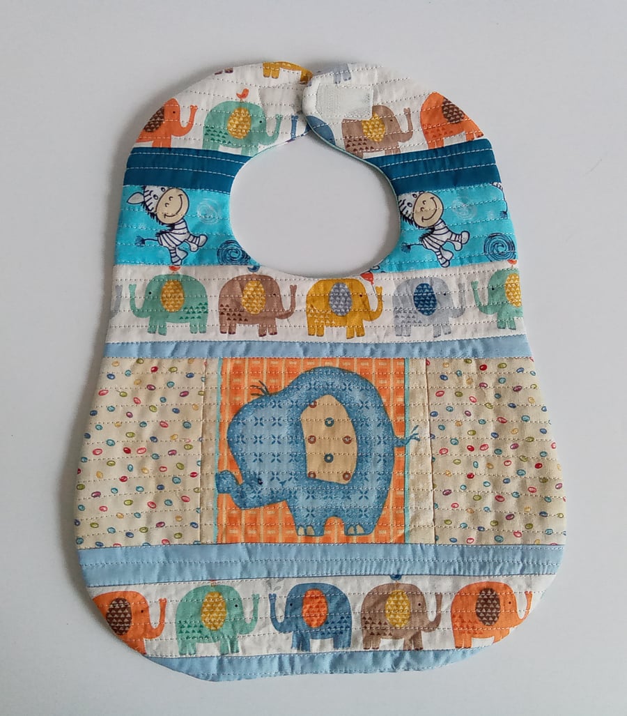 Bib, Patchwork bib, quilted, Reversible bib, OOAK, unique gift, age 3 mths plus 