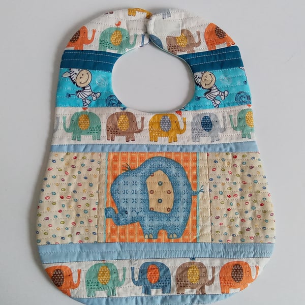 Bib, Patchwork bib, quilted, Reversible bib, OOAK, unique gift, age 3 mths plus 