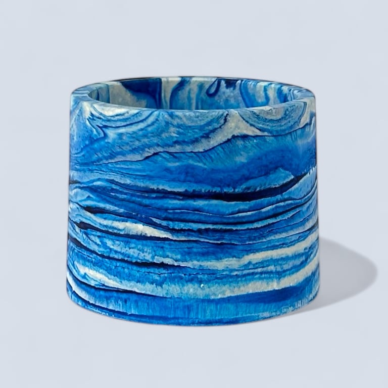 Small Blue Marbled Plant Pot - 7.5 cm Mini Succulent Pot