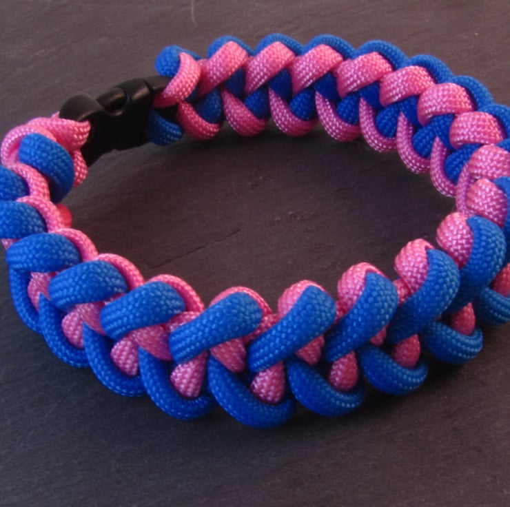 Blue Pink Paracord Bracelet, Shark Jaw Bone Par - Folksy
