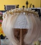 Gold Pearl Headpiece, Handmade Bridal Headband, Ren fair hair accessory