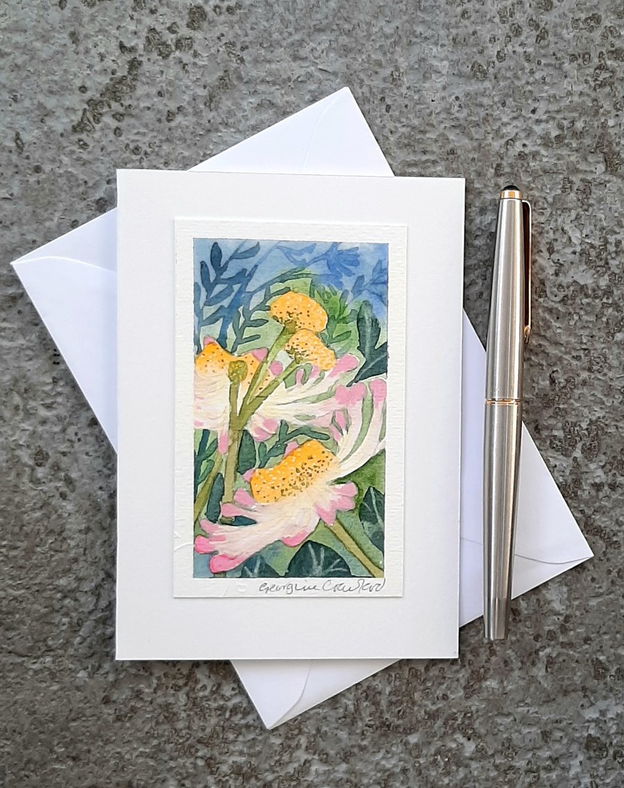 Daisies. Handpainted Card. Watercolour OOAK