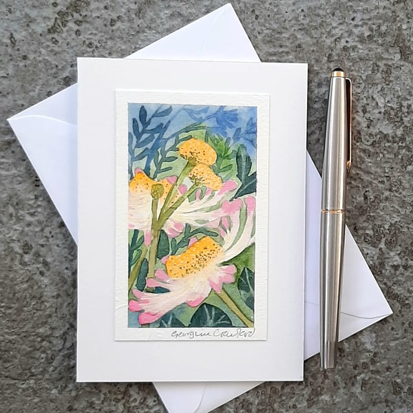 Daisies. Handpainted Card. Watercolour OOAK