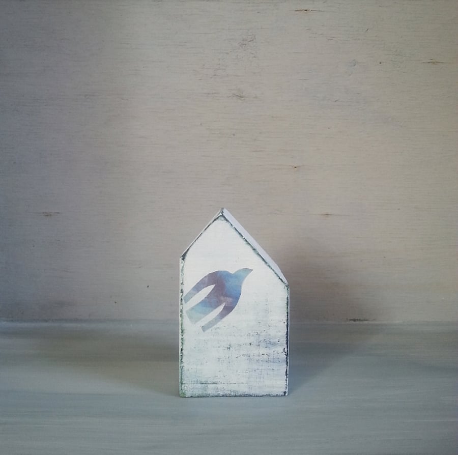 Miniature Wooden House, Bird House, Little House Ornament, Housewarming Gift