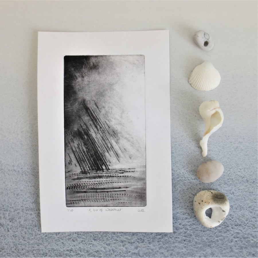 Original drypoint print of a stormy sea no.1 of an edition of 10 coastal etching